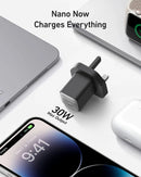 Anker 511 Charger (Nano 3, 30w) Usb-C GaN Charger 30W, 3-Pin - Black