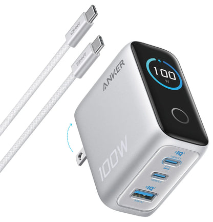 Anker Charger (100W, 3 Ports, Smart Display)