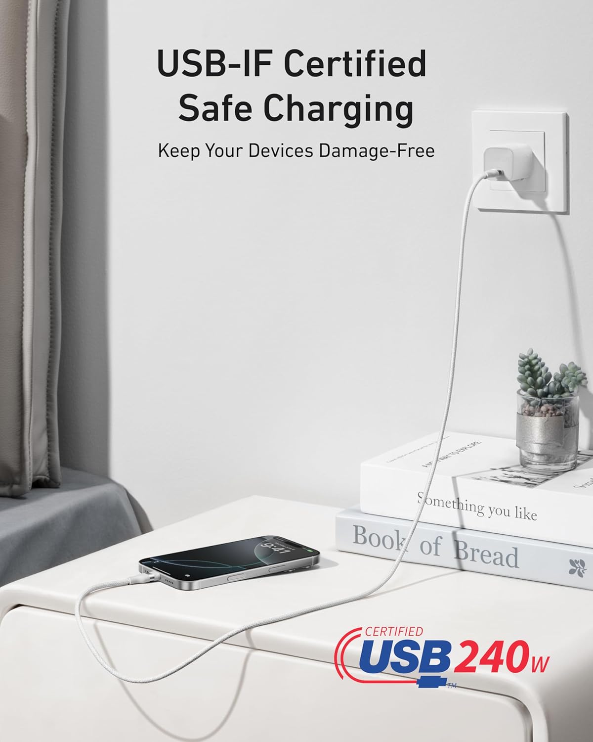 Anker USB-C to USB-C Cable (3 ft / 6 ft, 240W, Upcycled-Braided)