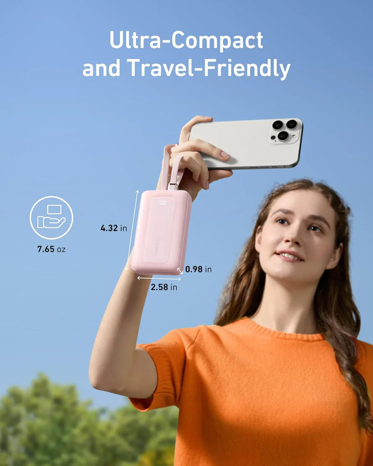 Anker Zolo Power Bank 10K Built-In USB-C and Lightning Cable