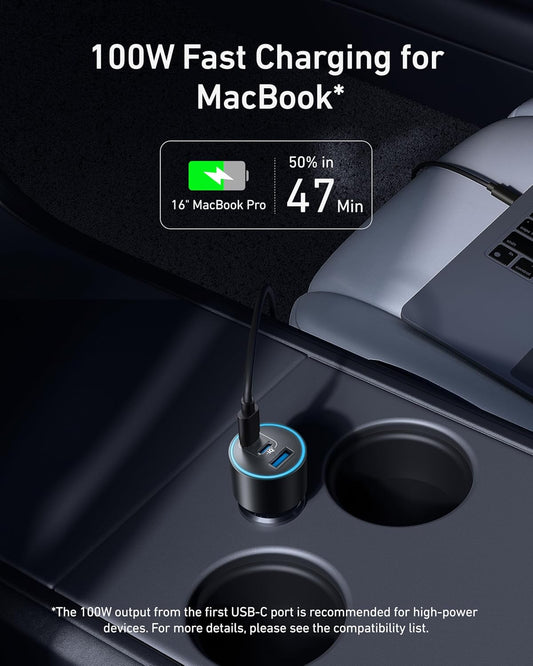 Anker Nano Car Charger 167.5W with Usb-C to Usb-C 3.3ft Cable