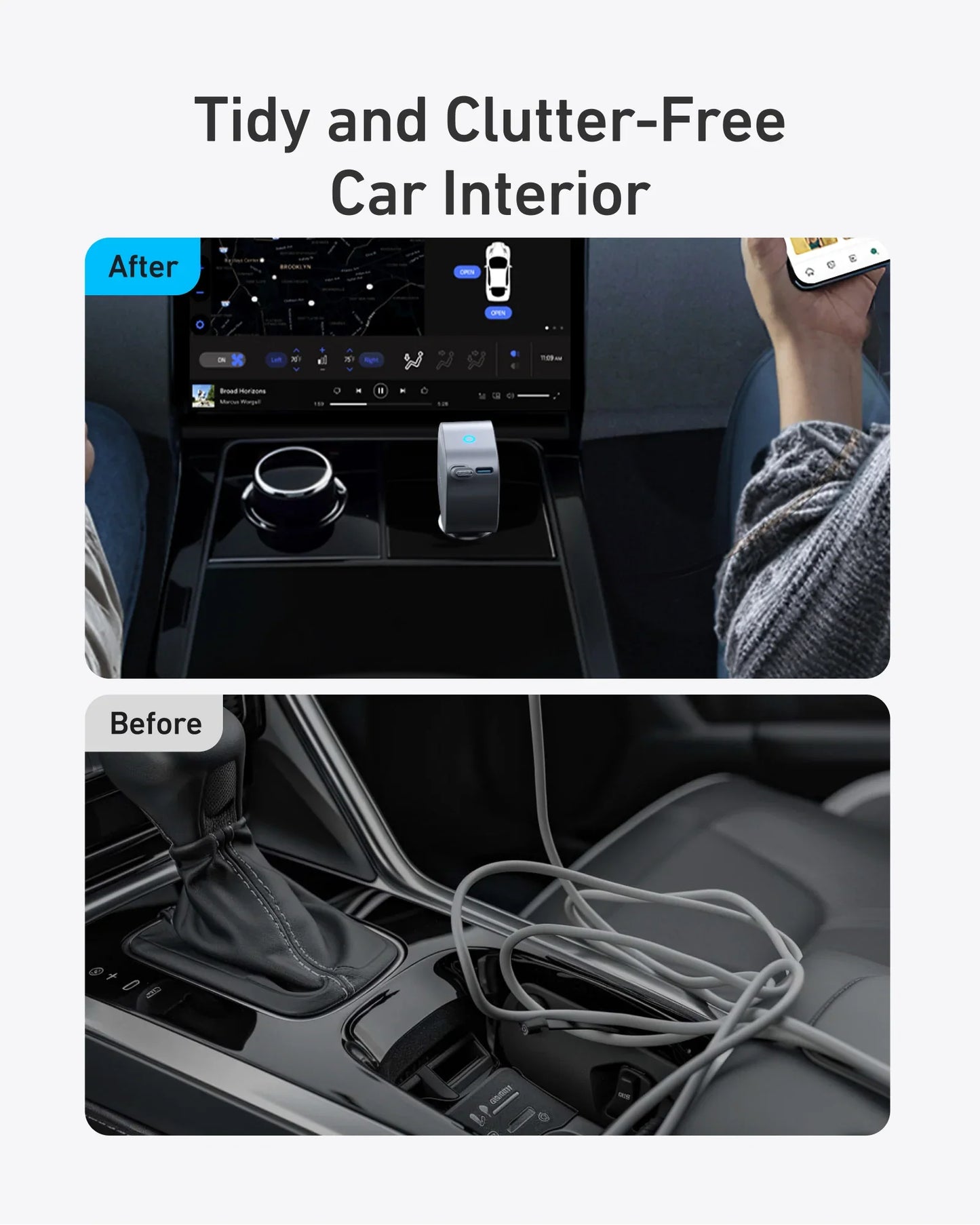 Anker Nano 75W USB-C Car Charger with Built-in Retractable USB-C Cable