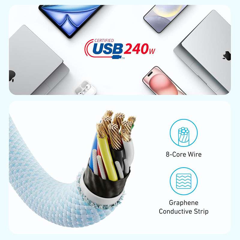 Anker Zolo USB-C to USB-C 240W Braided Cable 6ft