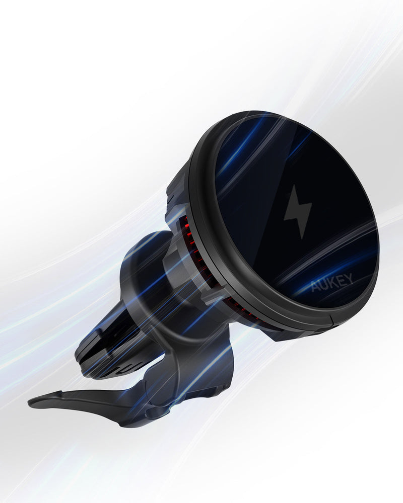 Aukey MagLink Freeze Magsafe Wireless Charging Car Mount (Strong Magnetic Force) with Semiconductor Cooling System (HD-M12)