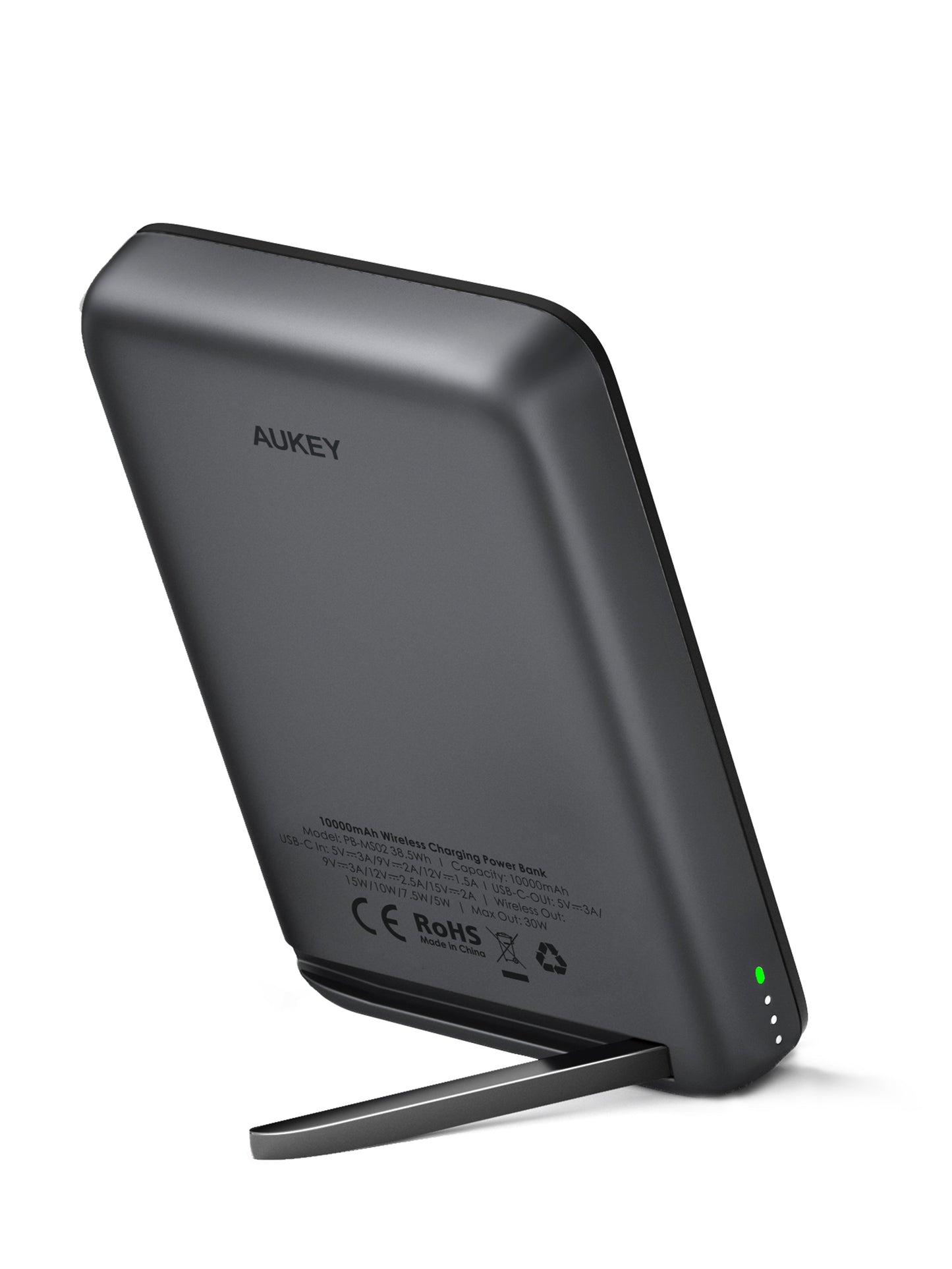 Aukey MagLink 38.5wh 10,000mah Magnetic Wireless Charging Power Bank with Metal Foldable  Stand (PB-MS02)