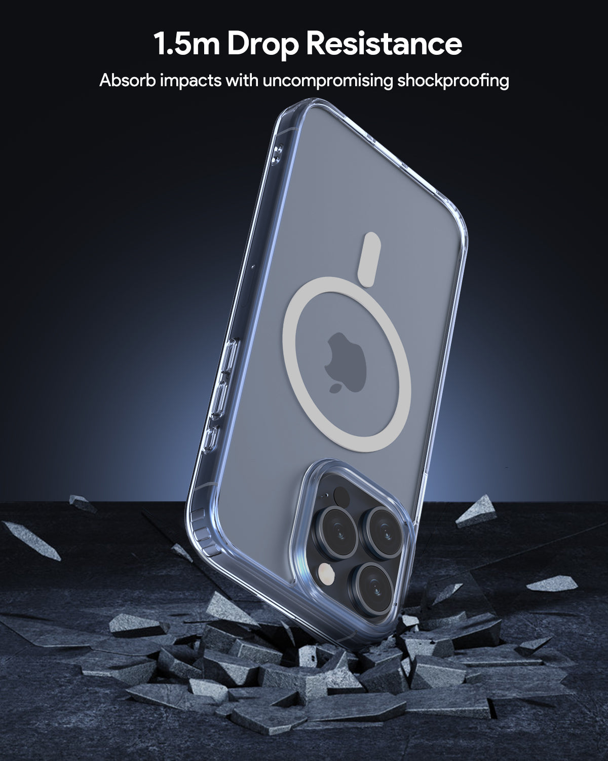 Aukey iPhone 15 Pro Max 6.7-inch Clear View Transparent Magnetic Clear Phone Case Compatible with MagSafe (PC-TM10D)