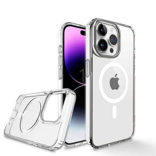 Aukey iPhone 15 Pro Max 6.7-inch Clear View Transparent Magnetic Clear Phone Case Compatible with MagSafe (PC-TM10D)